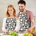 thumbnail image 4 of Black Daisy Flower Pattern Apron-Garden Aprons for Women with Pockets-Cotton Linen Waterproof Kitchen Cooking Gardening Aprons Adjustable for Kitchen,Cooking,BBQ and Salon 33x27 Inch, 4 of 6