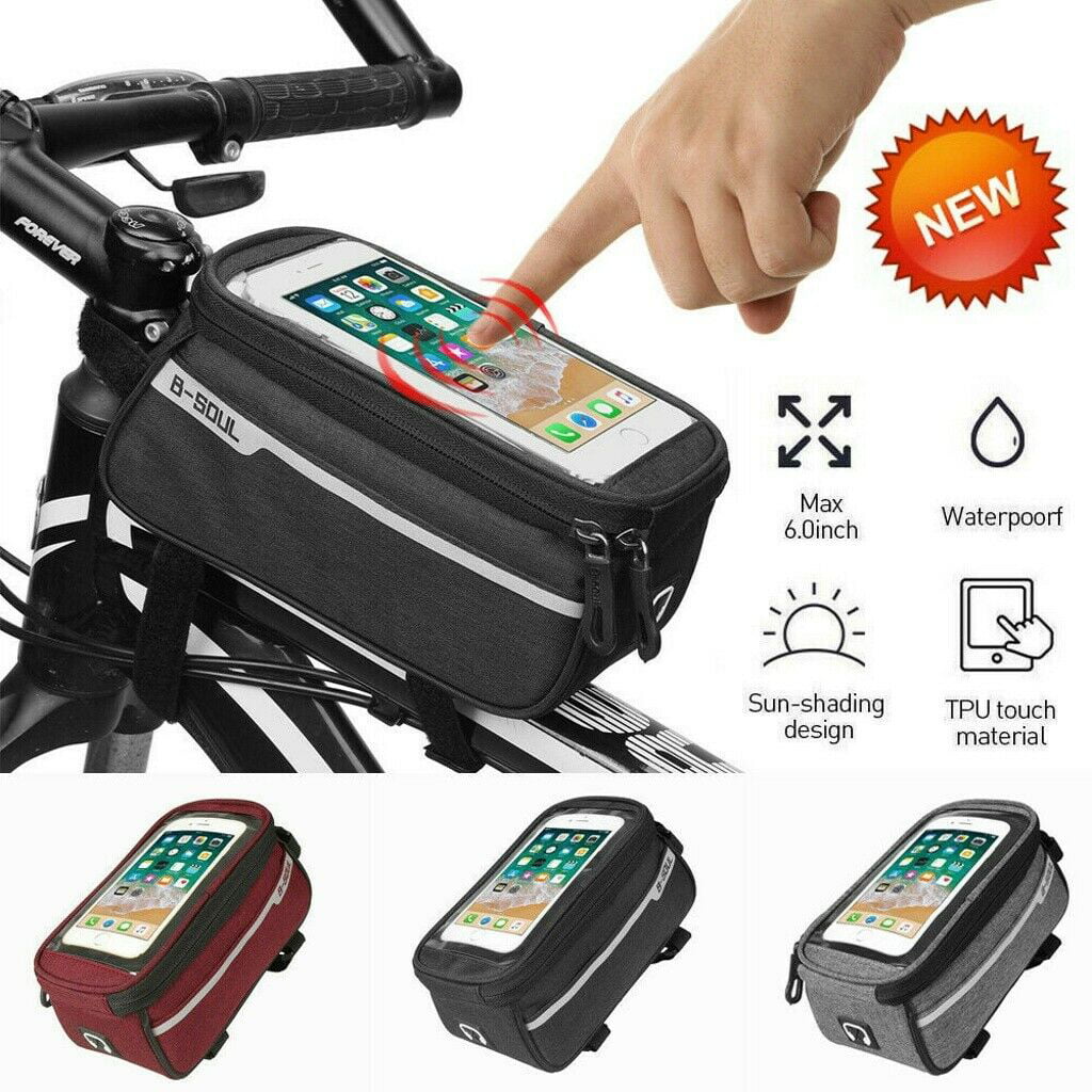 Waterproof MTB Bicycle Pannier Frame Front Phone Holder Mountain Bike Bag US * 