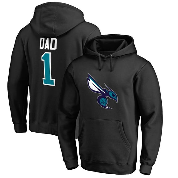 Men's Black Charlotte Hornets #1 Dad Pullover Hoodie