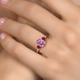thumbnail image 4 of Gem Stone King 18K Rose Gold Plated Silver Pink Moissanite and Red Created Ruby Engagement Ring for Women | 2.50 Cttw | Oval 9X7MM | Gemstone Birthstone | Size 7, 4 of 6