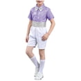 thumbnail image 2 of Xdegoge Teen Boys Sequins Dance Outfits Dance Short Sleeve Dress Shirt and Elastic Waist Shorts Set with Bow Tie Cummerbund formal Performance Costume Party Wedding Sets, 2 of 7