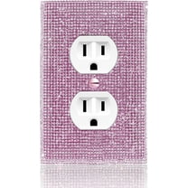 Tutuviw Pink Shiny Rhinestones Wall Plate Light Switch Cover Decorative Double Outlet Wall Plate Electrical Receptacle for Girl  Decor Room Decor
