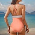 thumbnail image 4 of Traje de baño de bikini de verano para mujer, de color liso, con cojín en el pecho y sin soporte de acero, sin espalda, con tirantes, de nailon., 4 of 5