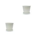 thumbnail image 2 of Matsuzay Bandeja de macetas de resina para plantas, maceta redonda para plantas suculentas, interior, exterior, hogar, jardín, balcón, Beige/con Bandeja/M 2piezas, 2 of 6