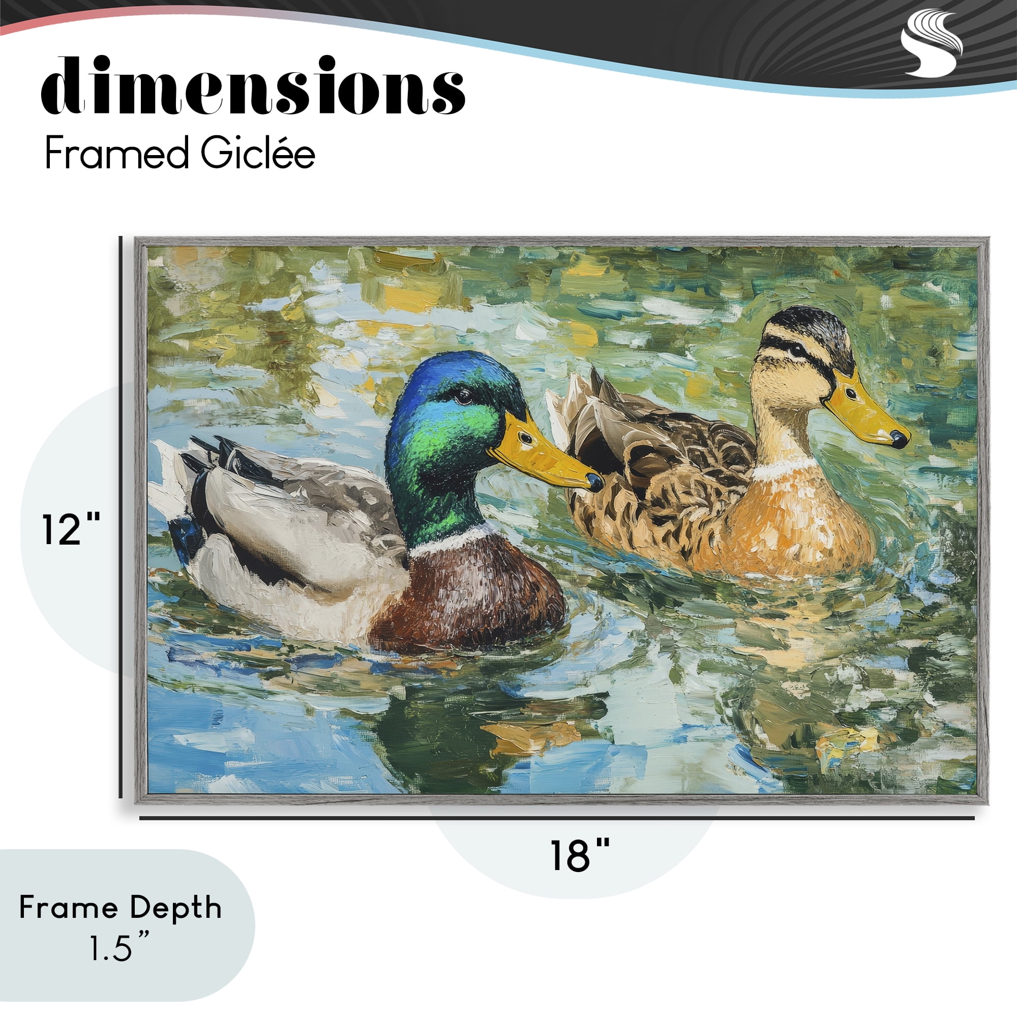 Stupell Industries Ducks Out For A Swim Gray Framed Giclee Art, design by Petal Prints Design