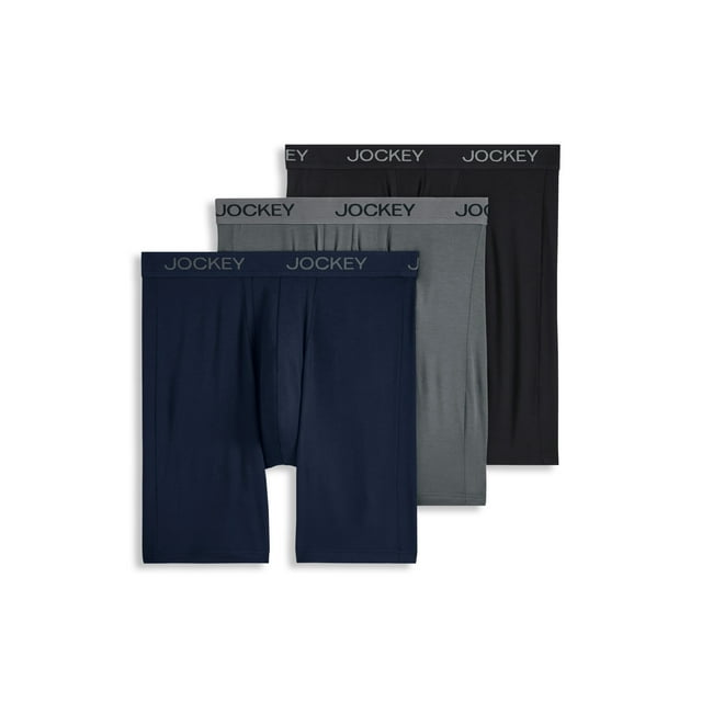 Jockey Men's Chafe Proof Pouch Ultra Soft Modal 8.5" Long Leg Boxer Brief - 3 Pack