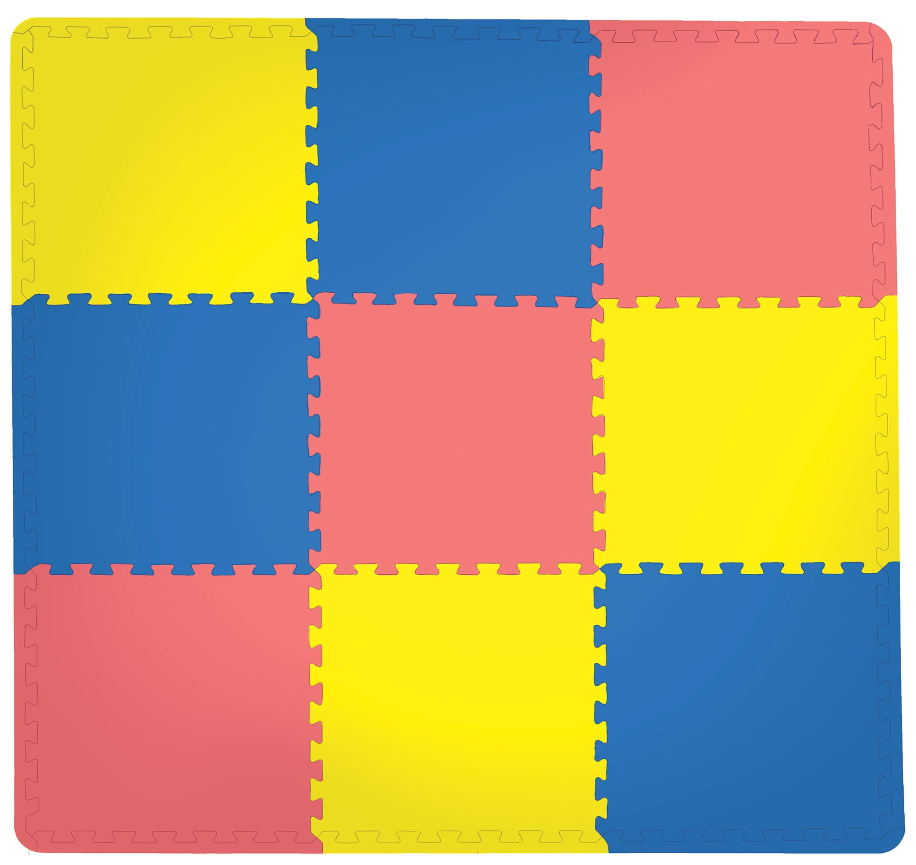 Norsk Reversible Exercise Mats 3/4" Thick EVA Interlocking Foam Tiles, Perfect Home Gym Flooring, 4 Tiles & 8 Trim Pieces, 16 Sq. Ft. 24"x24" Dazzling Blue/Black