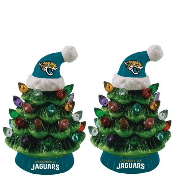 Jacksonville Jaguars 2-Pack 4" Ceramic LED Christmas Tree Set