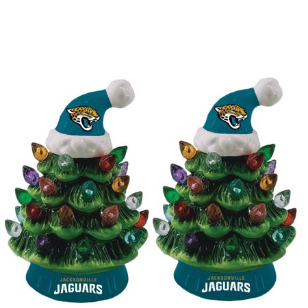 Jacksonville Jaguars 2-Pack 4 Ceramic LED Christmas Tree Set