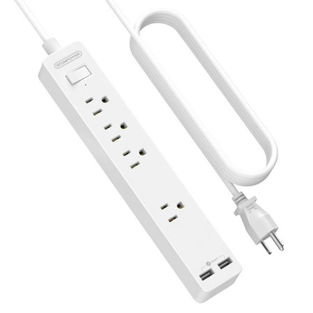 

NTONPOWER USB Power Strip with 15ft Extension Cord 4 Outlets(1 Widely Spaced)