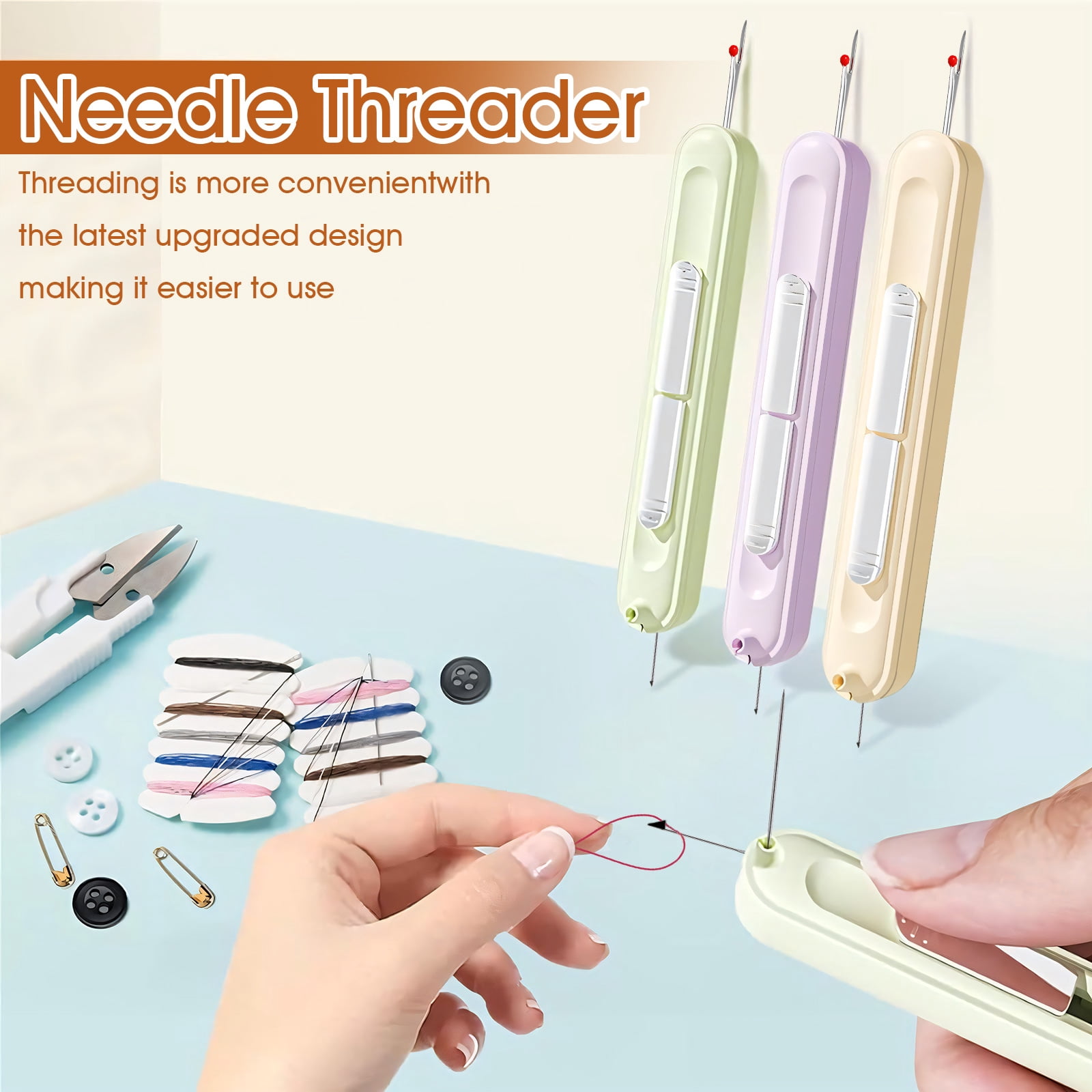 2 in 1 Needle Threader Seam Ripper，Upgraded Retractable Needle Threader and Seam Ripper Tool,Sewing Supplies Sewing Kits，Suitable for Hand Sewing Knitting Craft Sewing Supplies(4PCS)