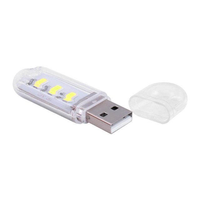 Lámpara Mini de lectura brillante de luz de libro USB portátil para PC portátil (blanco 3LED)