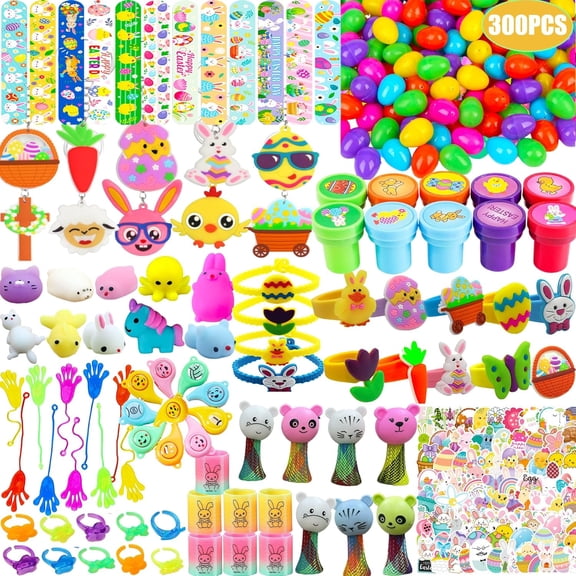 300-Piece Easter Eggs with Toys Inside, Plastic Eggs for Easter Egg Hunts, Basket Stuffers and Party Favors for Kids and Toddlers