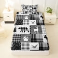 thumbnail image 3 of Erosebridal Animal Bears Deers Mallard Duck Twin Sheet Sets 3pcs For Teens Boys,Minimalist Plaid Grid Bedding,Black Grey, 3 of 5