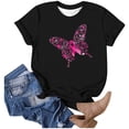 thumbnail image 2 of Womens Tops Casual T Shirts Cancer Awareness Month Inspiring Pink Ribbon Graphic Dressy Clothes Black, 2 of 4