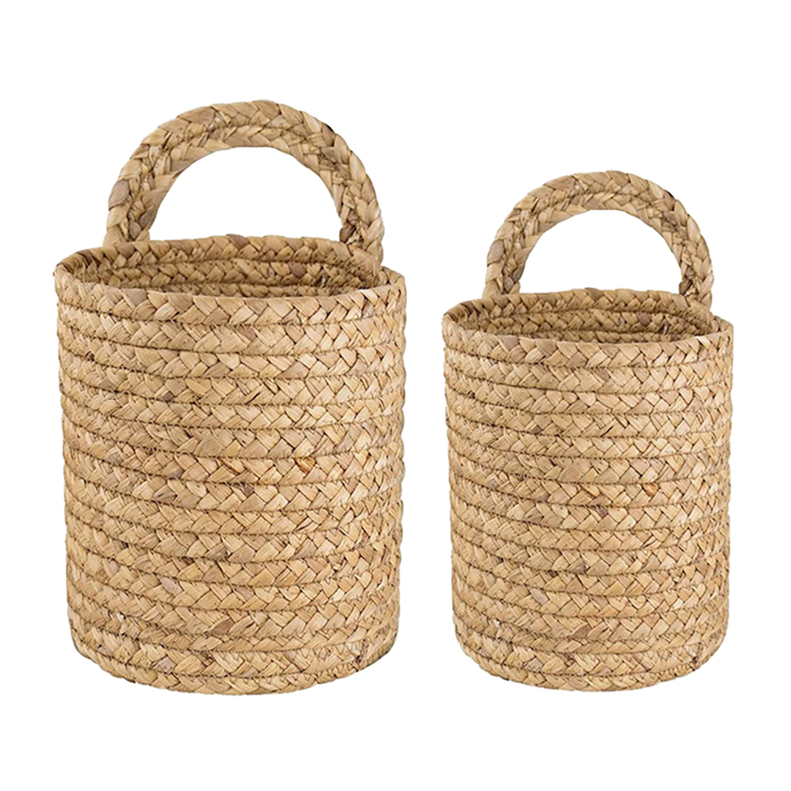 2pcs Wall Hanging Home Decor Bedroom Seagrass Woven Space Saving Storage Basket Com - Round Wicker Baskets To Hang On Wall