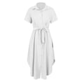 thumbnail image 5 of Vestido camisero de verano con botones para mujer - Prenda de playa de manga corta con bolsillos, 5 of 5
