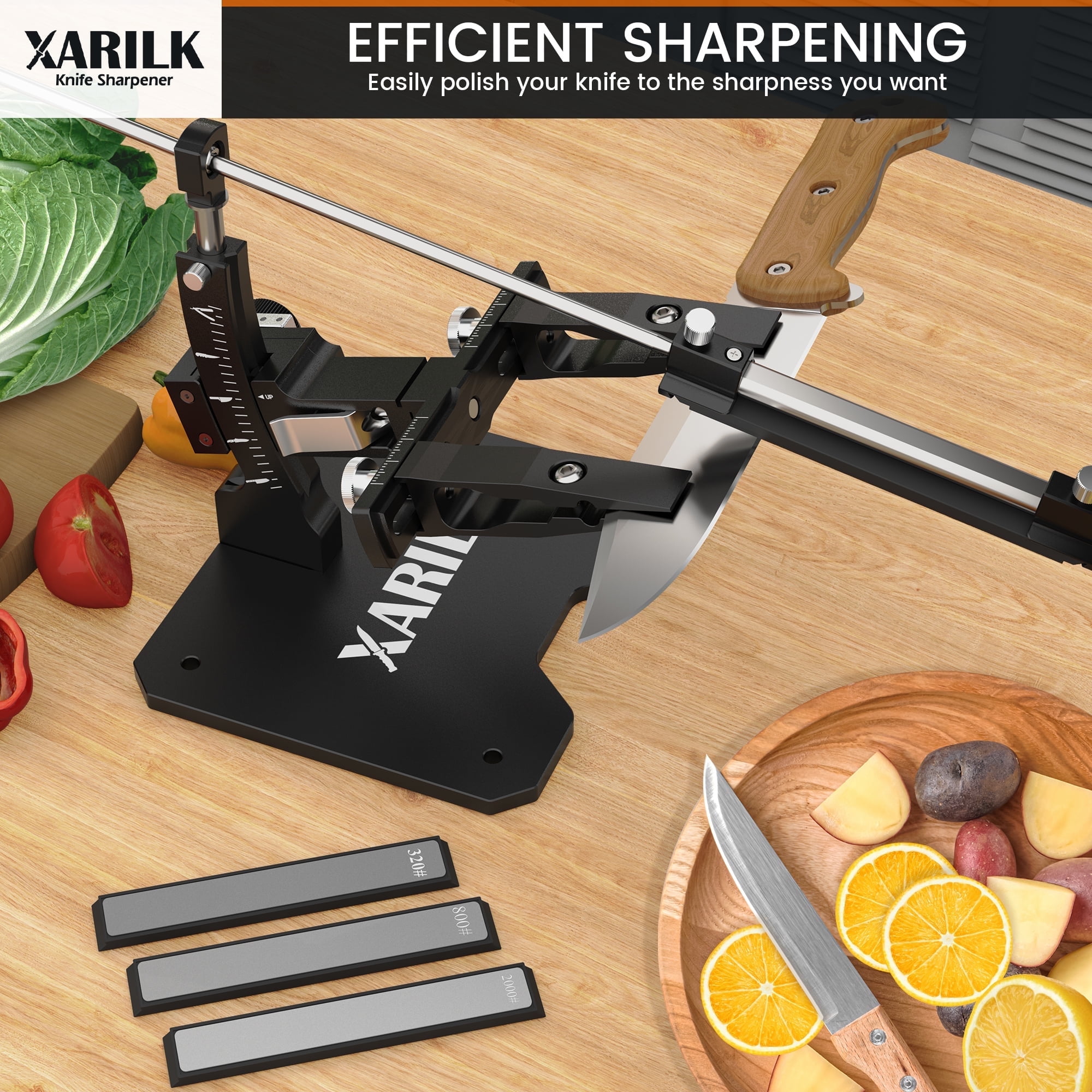 GEN3 Guided Knife Sharpening System, Aluminium | Professional knife sharpener, Knife Sharpening Kit W / 3 Diamond Plates (320#, 800#, 2000#) for For Hunting & Kitchen Knives
