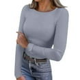 thumbnail image 1 of Breezora Chemise Thermique à Manches Longues et Col Rond pour Femmes, Double Couche, Confort Chaud, Basique Quotidien, Collection Automne Hiver 2025, Taille P, Gris, 1 of 7