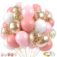 thumbnail image 1 of Yanonmyfd 60PC Rainbow Balloons Set, Colorful Balloons, 12 Inch Bright Color Yellow Orange Hot Pink Teal Blue Confetti Balloon Helium for Rainbow Wedding Day Birthday Party decorations,Pink Gold, 1 of 30