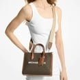 thumbnail image 3 of Michael Kors Mirella Small Top Zip Satchel Crossbody Bag in Signature Logo Canvas (Brown), 3 of 5