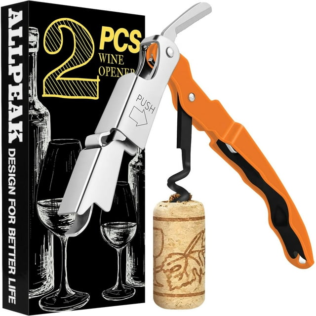 Bottle Opener Wine Opener Corkscrew - 2PCS Multi-Purpose Wine Bottle Opener, Corkscrew Wine Opener, Ouvre Bouteille de Vin, Bar & Wine Tools Corkscrews & Openers Bottle Openers - Orange