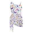 thumbnail image 6 of POLERO Girls' Watercolor Floral & Butterfly One-Piece Swimsuit With Mesh Cover Up - Quick Dry, Adjustable Straps for Beach & Pool Vacations (7-18 Years), 6 of 10