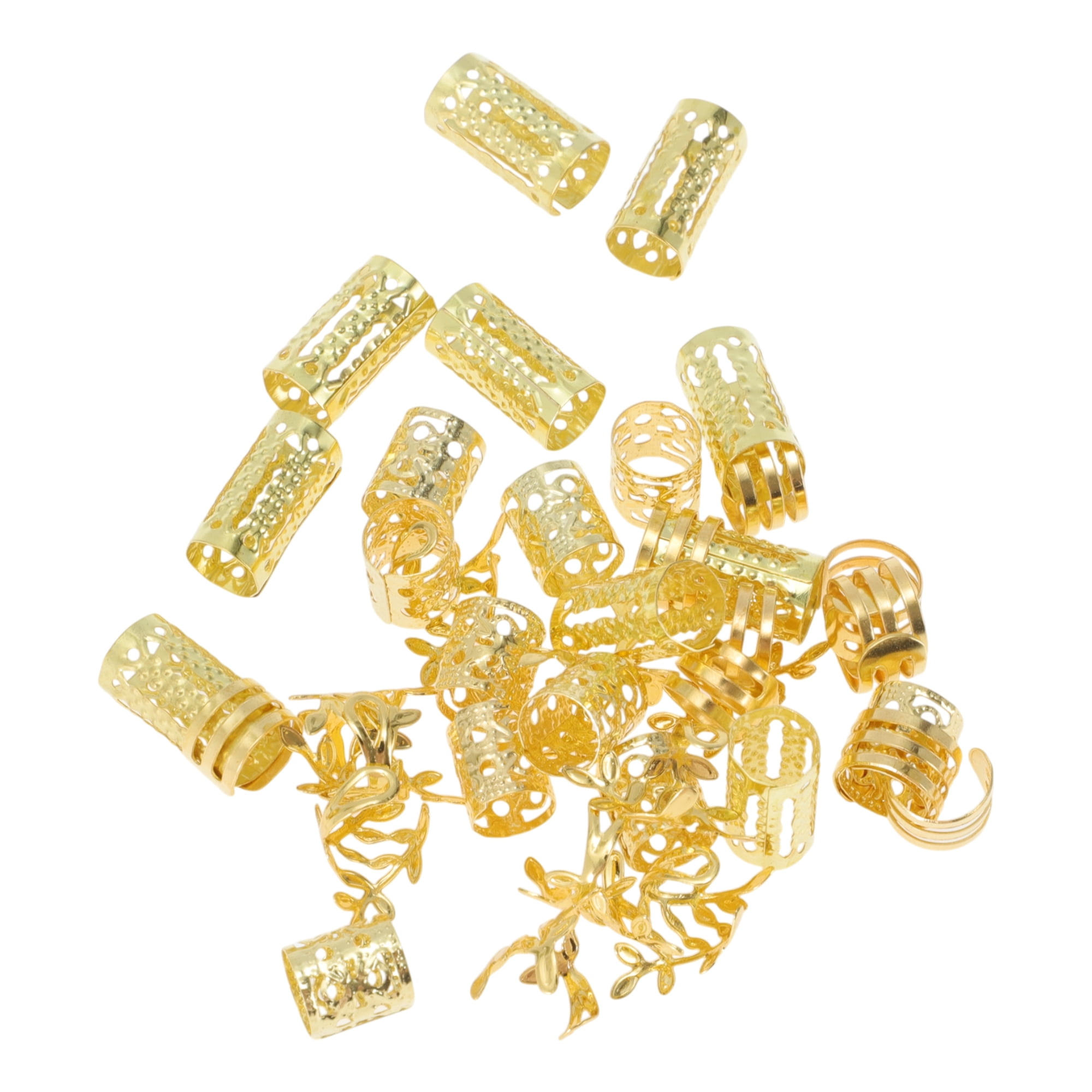 Unique Bargains Fashion Hollow Hair Cuffs Dreadlock Set Gold Tone 40