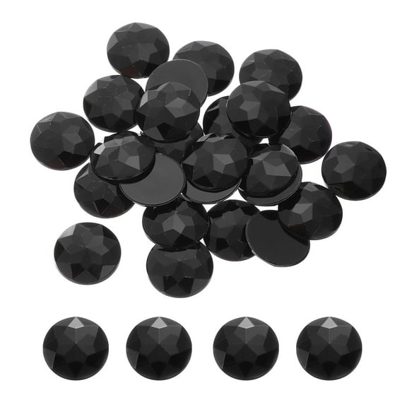 Flat Back Round Acrylic Rhinestones,25mm Black Flatback Crystal Rhinestones for Crafts Decoration 25Pcs