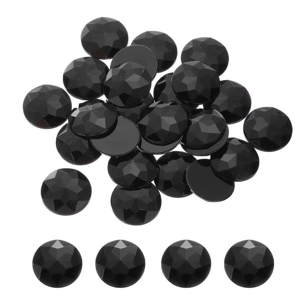 Piedras de Cristal Acrílicas Redondas de Fondo Plano, Piedras de Cristal Negras de 25mm para Decoración de Manualidades 25Pcs