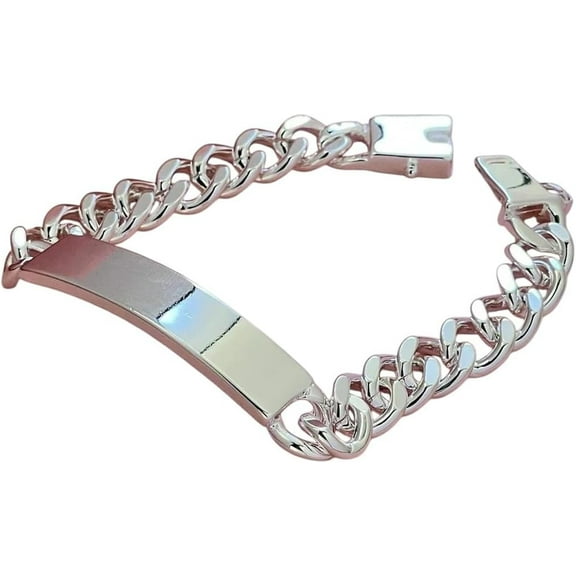 925 Sterling Silver Bracelet 10Mm 8 Inches Men's Sideways Cuban Chain Fashionable And Versatile Accessories