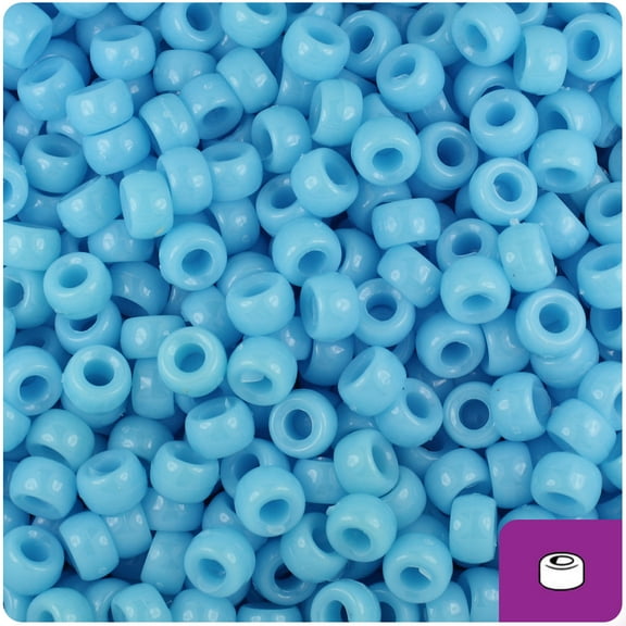 BeadTin Baby Blue Opaque 6.5mm Mini Barrel Pony Beads (1000pcs)