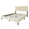 thumbnail image 5 of Home Design Marion Queen Tufted Upholstered Platform Bed Frame with Tufted Headboard and Plush Padding, Beige, Easy Assembly, 5 of 6