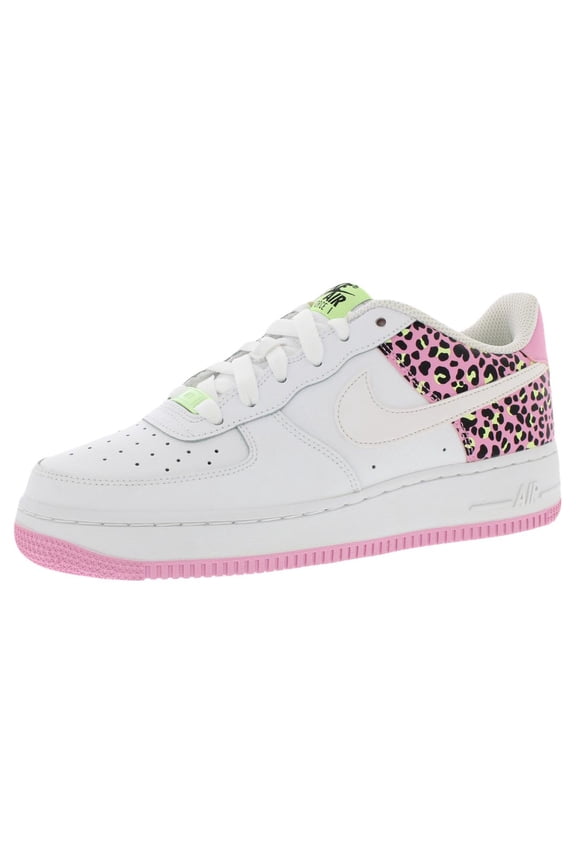 Air Force 1 '07 Leather GS Girls Shoes Size 6.5, Color: White/White/Pink Rise