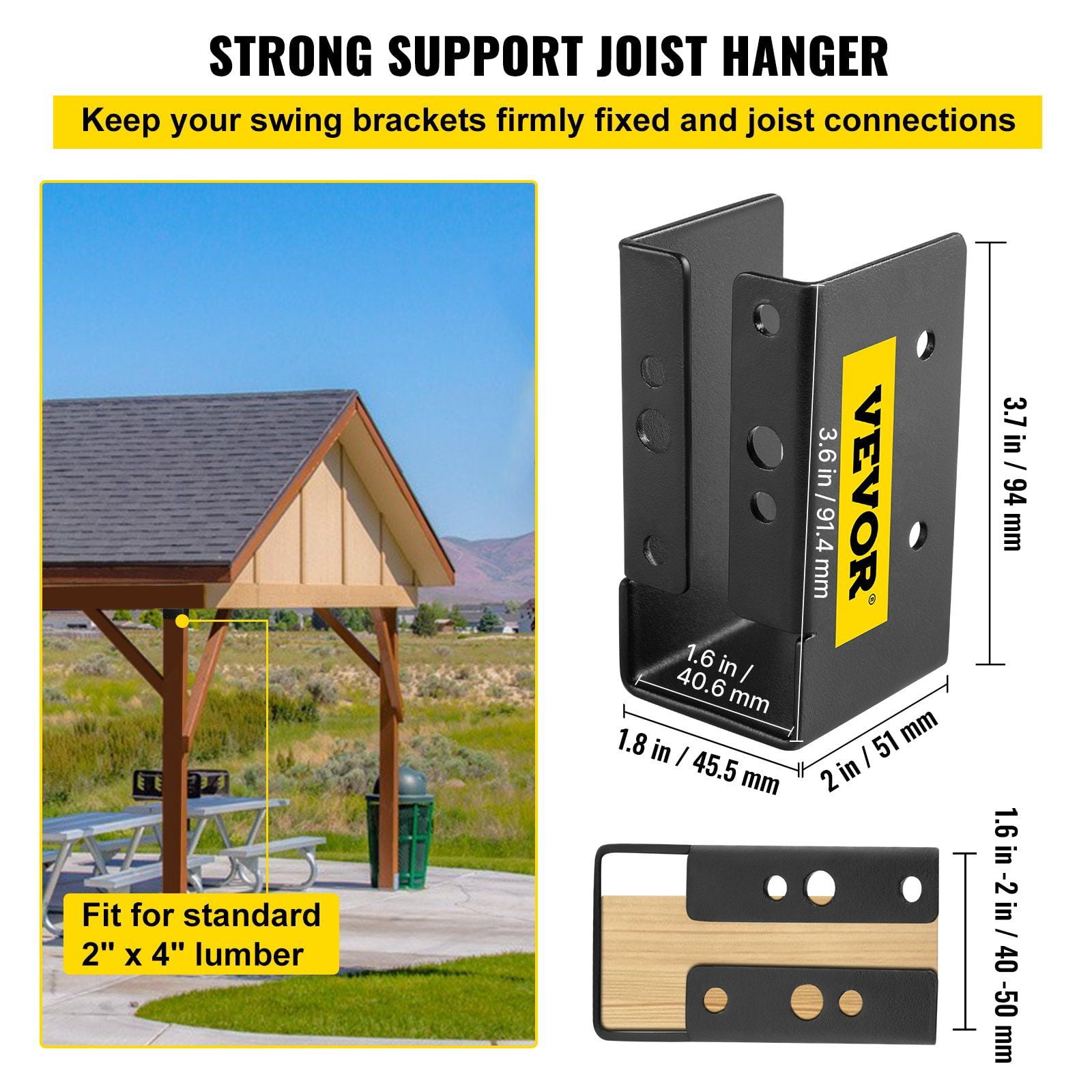 Concealed Joist Hanger 2x4 Outdoor Accent Concealed Flange Pack of 24 Q235 Steel Powder Coated Face Mount Bracket Inner 40x91 mm for Beam Swing