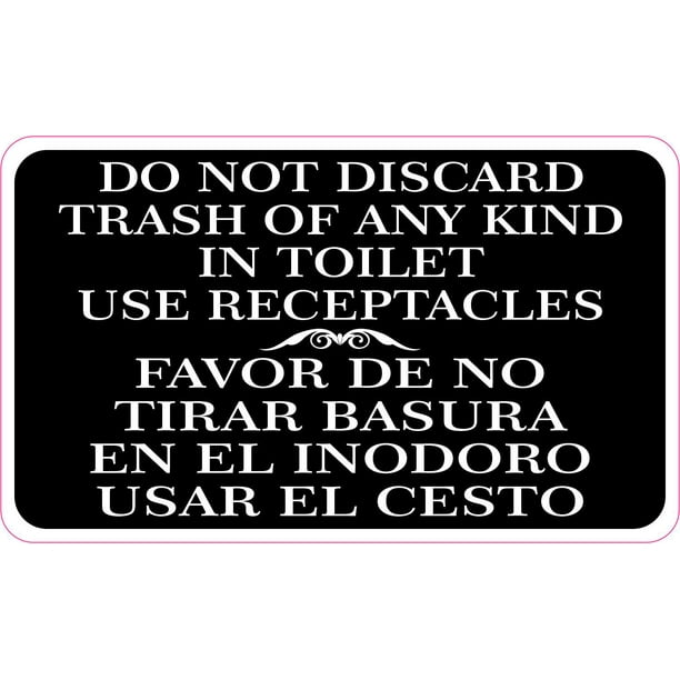 StickerTalk Do Not Discard Trash in Toilet Vinyl Sticker, 5 inches x 3