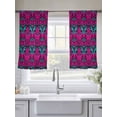 thumbnail image 4 of Pink Turquoise Abstract Sheer Curtains 54 Inch Length 2 Panels Set, Ethnic Modern Geometric Aesthetics Voile Window Treatment Rod Pocket Short Kitchen Curtains Drapes for Bedroom 52"x54"x2, 4 of 7