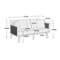 thumbnail image 4 of Twin Sleeper Sofa Bed with 2 Pillows, Velvet Convertible Futon Couch with Rattan Handrail, Multifunctional Upholstered Loveseat Sofa with 600LBS for Living Room, Bedroom, Office, Wine Red, 4 of 9