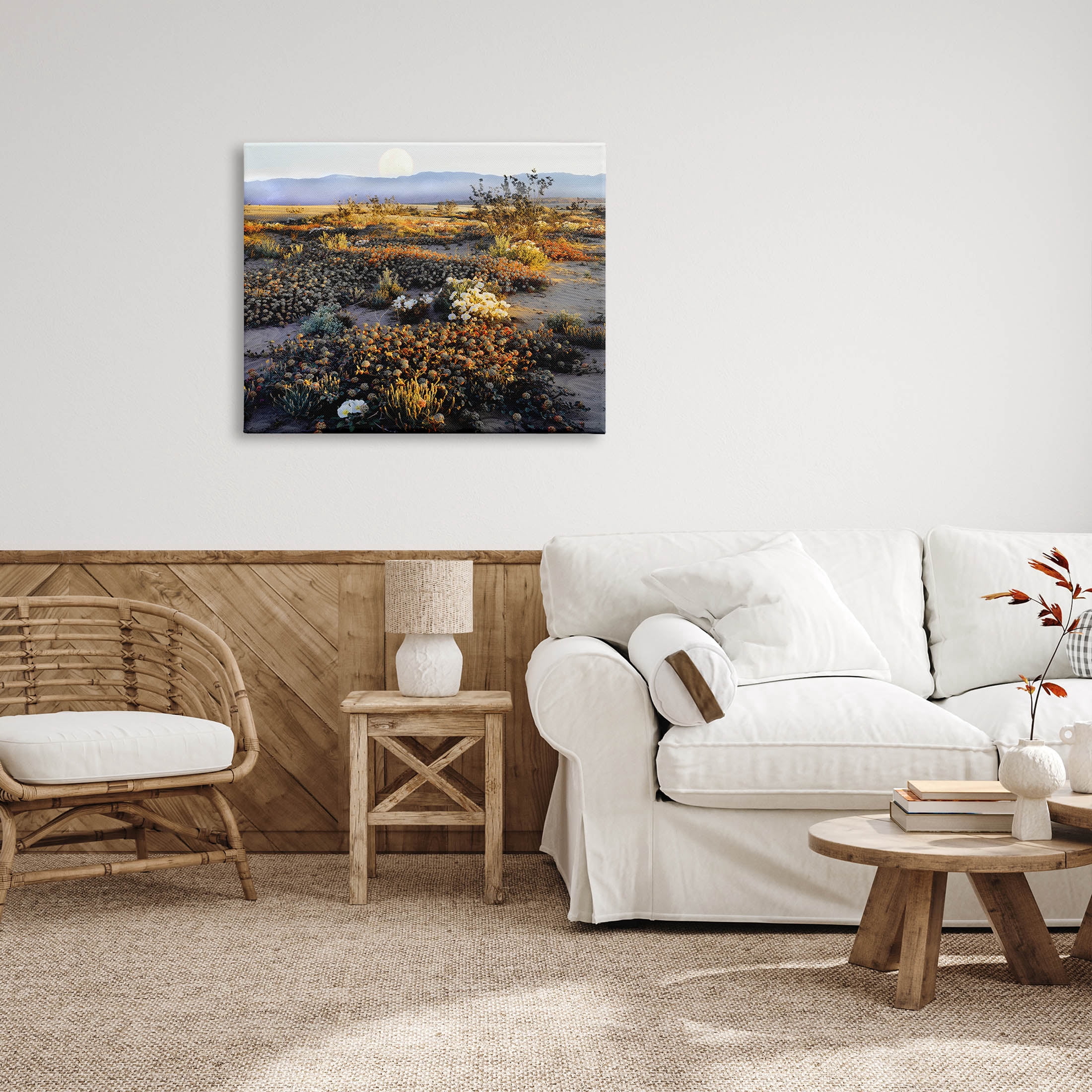 Mountain View Desert Vegetation Landscape Photograph Gallery Wrapped Canvas Print Wall Art