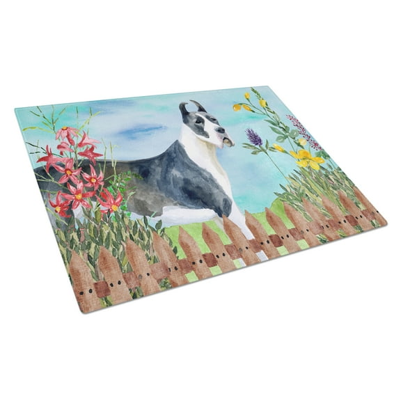 Caroline's Treasures Harlequin Great Dane Spring Glass Cutting Board Large