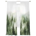 thumbnail image 2 of Green Mist Forest Semi Sheer Curtains 96 Inch Length 2 Panels Set, Foggy Mountain Tree Nature Landscape Sheer Kitchen Curtain Privacy Voile Window Curtain for Living Room Bedroom Rod Pocket Drapes, 2 of 7