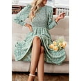 thumbnail image 5 of Women's Dresses Long Sleeve Flowy Casual Floral Maxi Dress Crew Neck Smocked Tiered Long Dress, 5 of 5