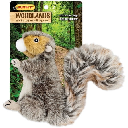real squirrel tail dog toy