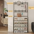 thumbnail image 7 of SEAMIKA 4 Tier Coat and Shoe Rack Entryway Coat Rack with 8 Hooks Shoes Organizer for Living Room Bedroom Office Brown, 7 of 7