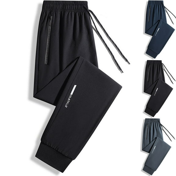 Vibrex Men's Athletic Pants with Zip Pockets Lightweight Workout Sweat Pants Mens Active Athletic Workout Jogger Sweatpants for Men with Zipper Pocket and Drawstring Foot Binding Pants