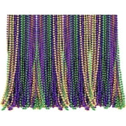 4E's Novelty 24 Pack Purple Green Gold Beads Necklaces, Mardi Gras Beads Bulk Party Supplies Festival Parade Throws Dress Up accessories