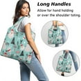 thumbnail image 2 of 5 Pack Foldable Shopping Bag,Blue Christmas Santa and Snowman Pattern Reusable Grocery Bags with Pockets,Large Reusable Tote Bags with Handles Waterproof & Lightweight, 2 of 6