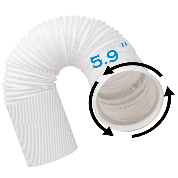 5.9" (6") Portable Air Conditioner Hose AC Exhaust Hose Vent | Anti-Clockwise Thread & Length up to 59",with LG, Delonghi and Many More.
