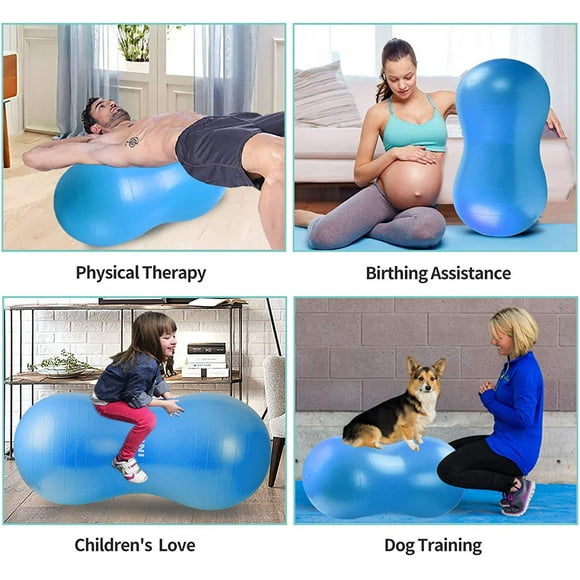 Peanut Ball - Anti Burst Exercise Ball for Labor Birthing, Physical Therapy for Kids, Core Strength, Home & Gym Fintness (Include Pump)