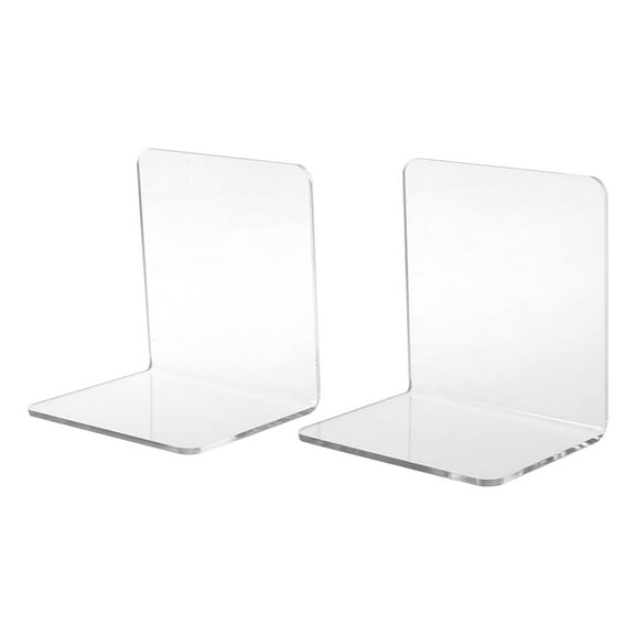 2Pcs Clear Acrylic Bookends L-shaped Desk Desktop Book Holder School S